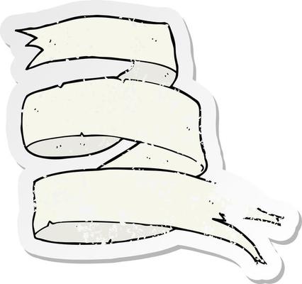 retro distressed sticker of a old scroll banner cartoon