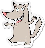 sticker of a cartoon happy wolf vector