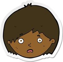 sticker of a cartoon unhappy boy vector