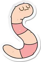 sticker of a quirky hand drawn cartoon worm vector