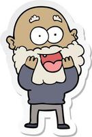 sticker of a cartoon crazy happy man with beard gasping vector