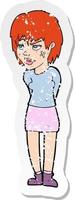 retro distressed sticker of a cartoon woman with plaster on face vector