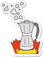 sticker of a cartoon stovetop espresso maker vector