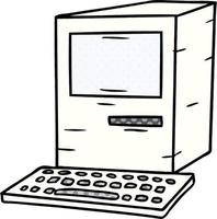 cartoon doodle of a computer and keyboard vector