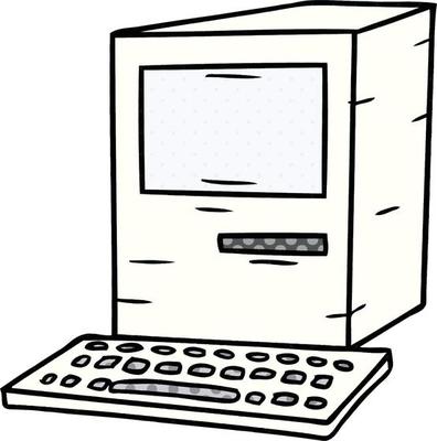 cartoon doodle of a computer and keyboard