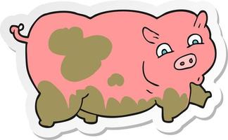 sticker of a cartoon pig vector