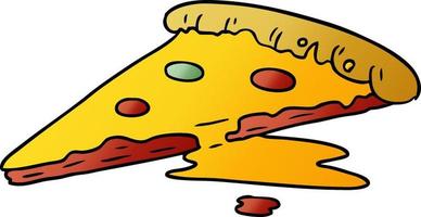 garabato de dibujos animados degradado de una rebanada de pizza vector