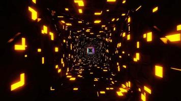 Fliegen in einem Tunnel mit blinkenden mehrfarbigen Leuchtstofflampen. Endlosschleifenanimation. video
