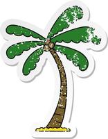 distressed sticker of a quirky hand drawn cartoon palm tree vector