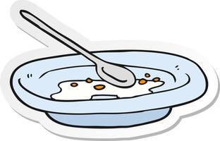 sticker of a cartoon empty cereal bowl vector