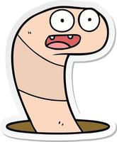 sticker of a cartoon worm vector