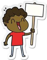 sticker of a cartoon happy man vector