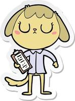 sticker of a cute cartoon dog wearing office shirt vector