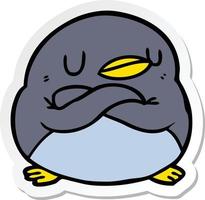 sticker of a cartoon penguin vector