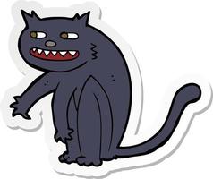 sticker of a cartoon black cat vector