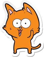 sticker of a funny cartoon cat vector