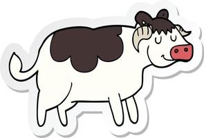 sticker of a cartoon cow vector