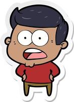 sticker of a cartoon shocked man vector