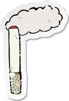 pegatina retro angustiada de un cigarrillo de dibujos animados vector