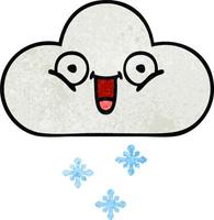 nube de nieve de dibujos animados de textura grunge retro vector