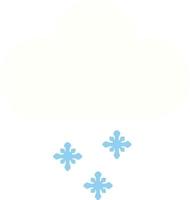 nube de nieve de dibujos animados retro de color plano vector