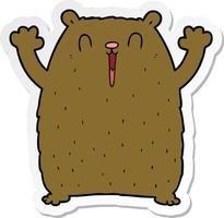 sticker of a happy cartoon bear vector