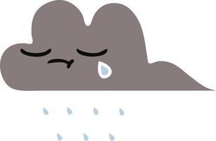 flat color retro cartoon storm rain cloud vector