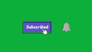tela verde assinar com ícone de sino e cursor de mão animado download grátis video
