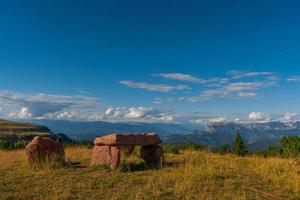 Landscape on the path to the top of the schwarzhorn in northern Italy, South Tyrol, blue sky over mountains on an alpine panorama photo