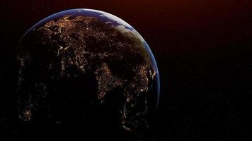 Day and night on Earth planet viewed from space showing the lights of Asia, Africa, Europe and Middle east. 3D rendering. Elements of this image furnished by NASA. photo