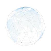 Wire frame 3D mesh polygonal network line on white background with abstract planet, dots. 3D rendering. photo