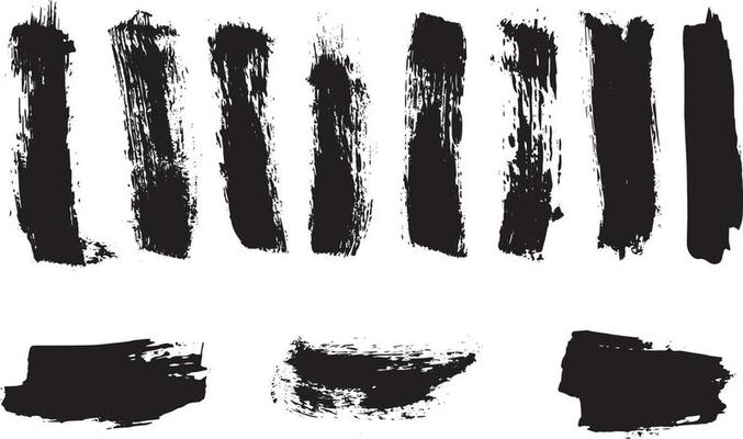 Set of grunge paint brush strokes