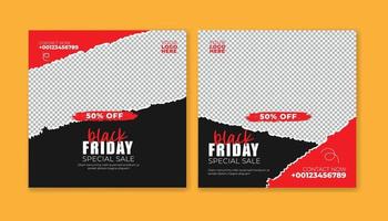 Black Friday Grunge social media post template. fashion social media post. set of grunge social media templates vector