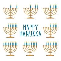 menorá, orden de encendido de velas. imágenes prediseñadas de hanukkah. vector