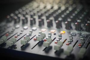 buttons equipment for sound mixer control, equipment for sound mixer control, electronic device. with flair light. photo