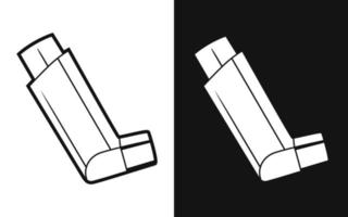 Simple black and white line art drawing of an inhaler vector