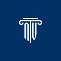 NV initial logo monogram with simple pillar icon vector