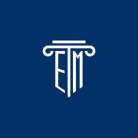 EM initial logo monogram with simple pillar icon vector