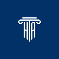 HA initial logo monogram with simple pillar icon vector