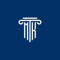 MK initial logo monogram with simple pillar icon vector