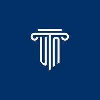 UN initial logo monogram with simple pillar icon vector