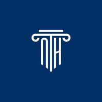 NH initial logo monogram with simple pillar icon vector