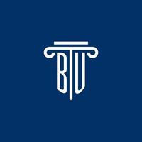 BU initial logo monogram with simple pillar icon vector