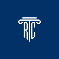 RC initial logo monogram with simple pillar icon vector