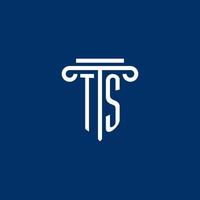TS initial logo monogram with simple pillar icon vector