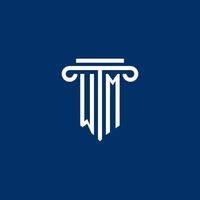 WM initial logo monogram with simple pillar icon vector