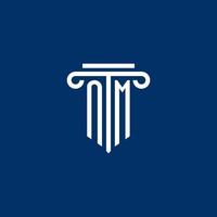 NM initial logo monogram with simple pillar icon vector