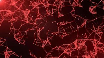 Red futuristic abstract molecular dot geometric structure space background animation, modern triangle shaped technology particle analysis themed illustration photo