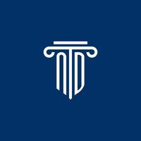 ND initial logo monogram with simple pillar icon vector