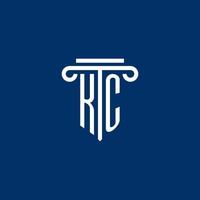 KC initial logo monogram with simple pillar icon vector